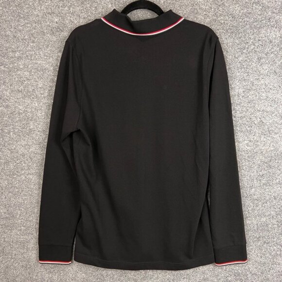 Moncler Long Sleeve Polo Shirt Men's Black Logo Trim Collar Cuffs Size Large - Picture 2 of 13